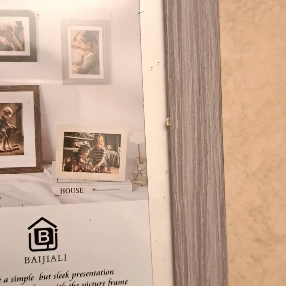 Baijiali Photo Frames Set Of 3 Wood Like Color Gray
